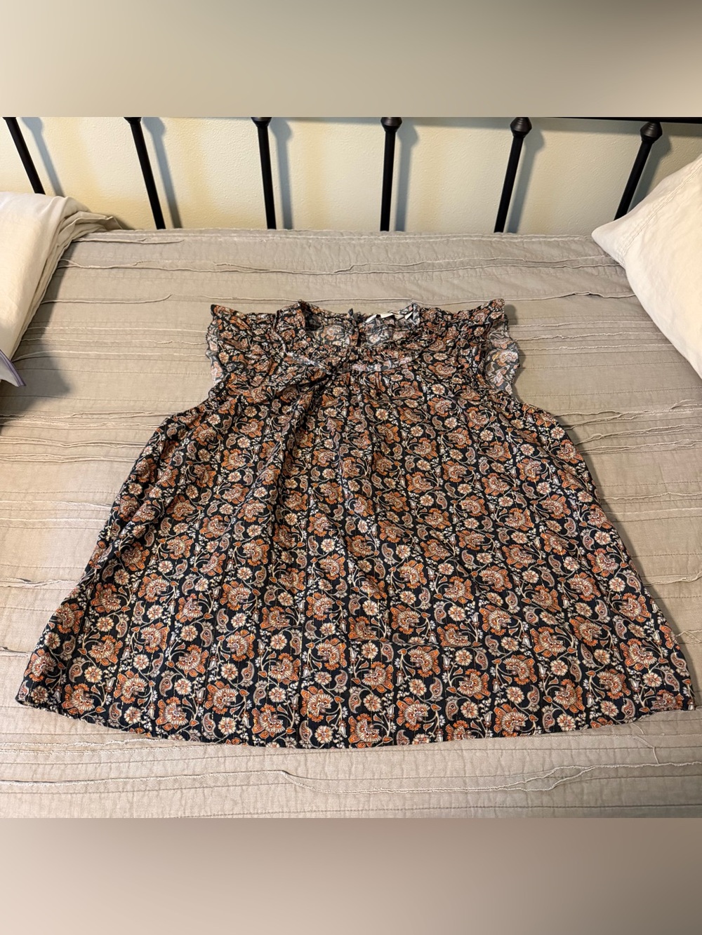 BODEN Floral Cap Sleeve Ruffle Blouse | Size 10